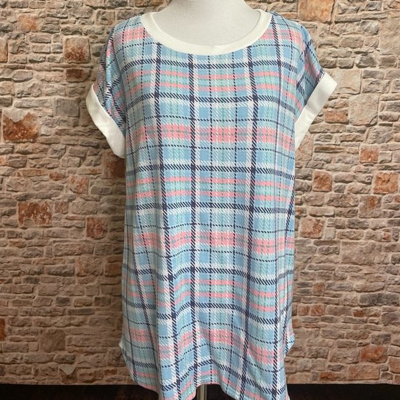 Sew In Love Tops - NWT Pink and Blue Plaid Short Sleeve Top